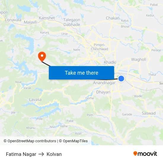 फातिमा नगर to कोल्वन map
