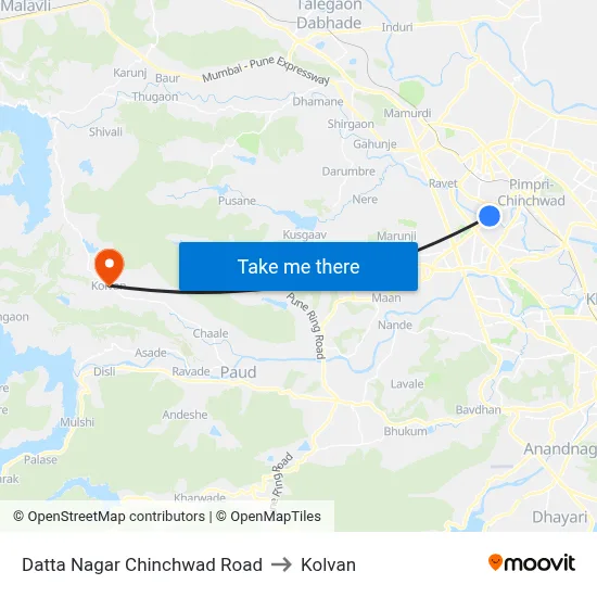 दत्त नगर चिंचवड रोड to कोल्वन map