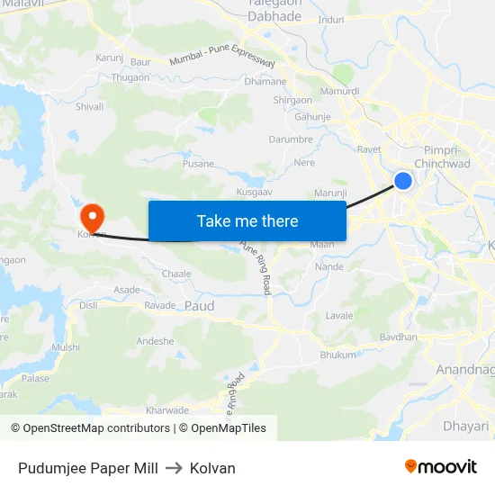 पुदुमजी पेपर मिल to कोल्वन map