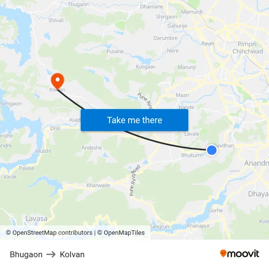 भुगाव to कोल्वन map