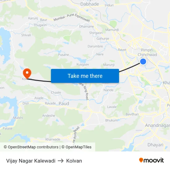 Vijay Nagar Kalewadi to कोल्वन map