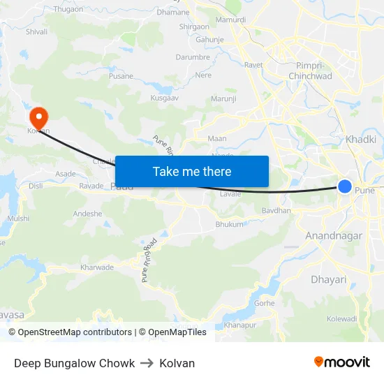 डीप बंगलो चौक to कोल्वन map