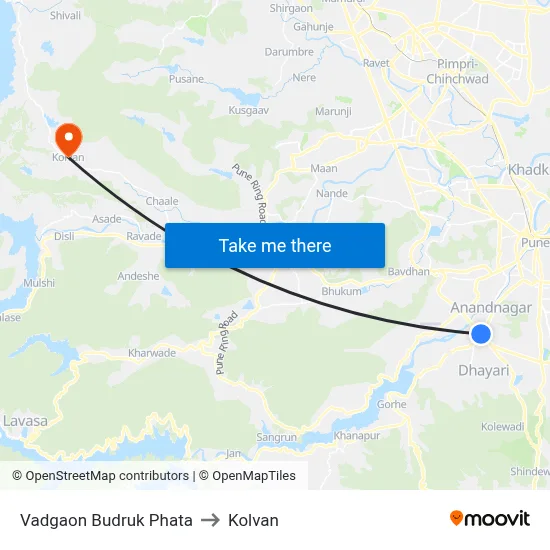 वडगाव बुद्रुक फाटा to कोल्वन map