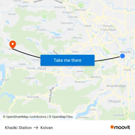 खडकी स्टेशन to कोल्वन map