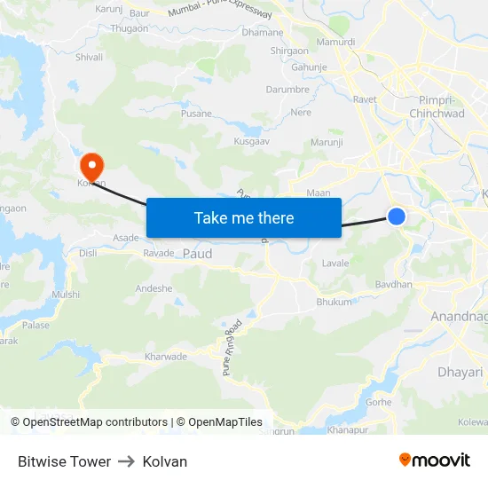 बिटवाइज टॉवर to कोल्वन map