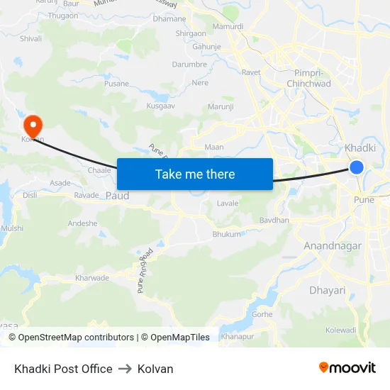 खडकी पोस्ट ऑफिस to कोल्वन map