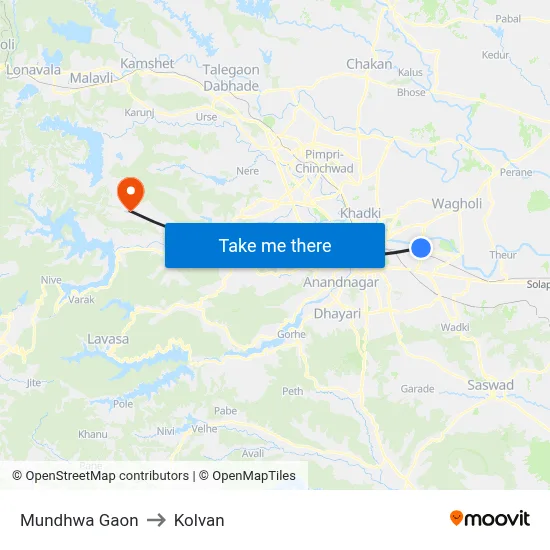 मुंढवा गाँव to कोल्वन map