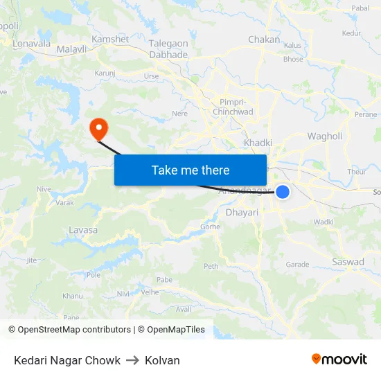 केदारी नगर चौक to कोल्वन map