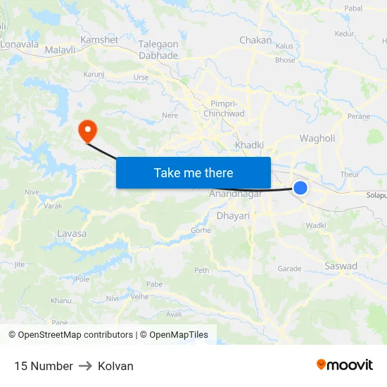 15 नंबर to कोल्वन map