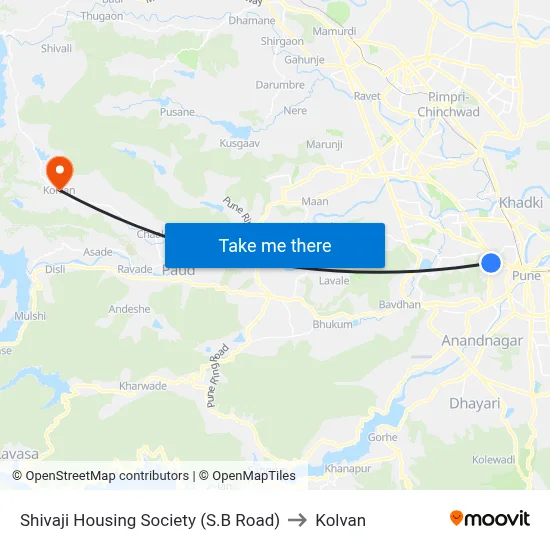 शिवाजी हाउसिंग सोसायटी (एस.बी रोड) to कोल्वन map