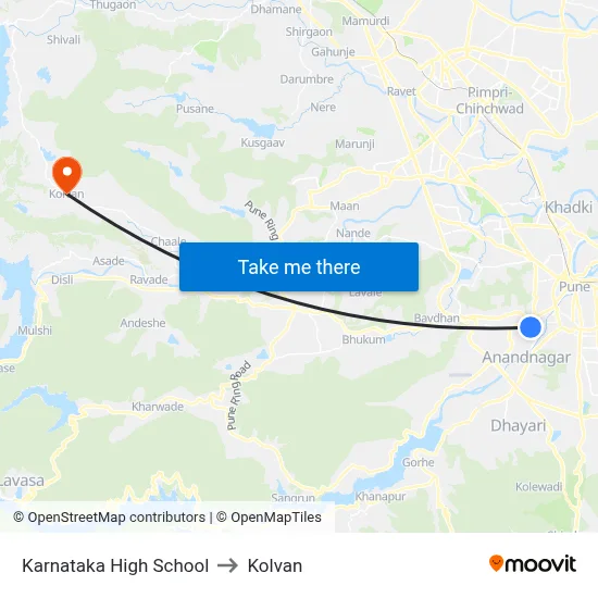 कर्नाटक हाई स्कूल to कोल्वन map