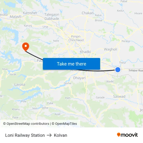 लोनी रेलवे स्टेशन to कोल्वन map