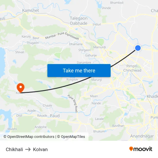 चिखली to कोल्वन map