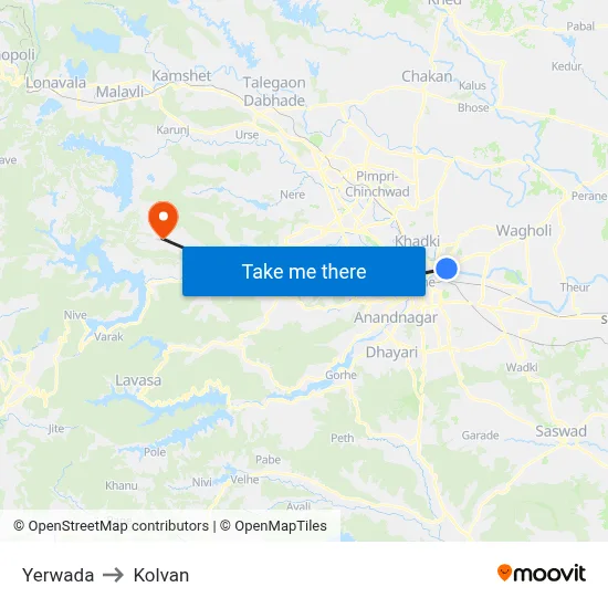 येरवडा to कोल्वन map