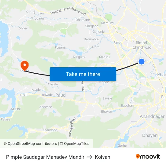 पिंपले सौदागर महादेव मंदिर to कोल्वन map