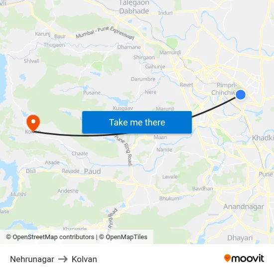 नेहरूनगर to कोल्वन map