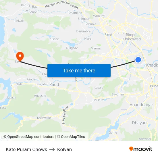 काटे पुरम चौक to कोल्वन map