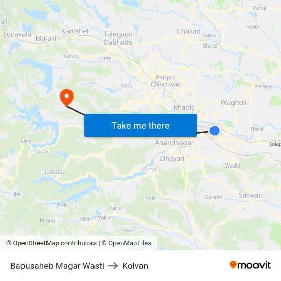 बापूसाहेब मगर वस्ती to कोल्वन map