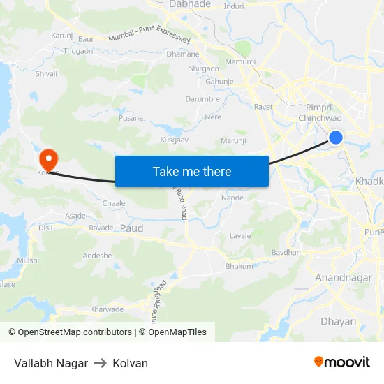 वल्लभ नगर to कोल्वन map