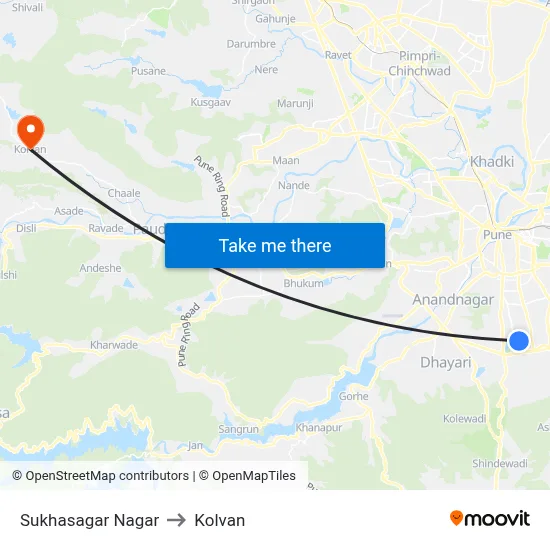 सुखसागर नगर to कोल्वन map