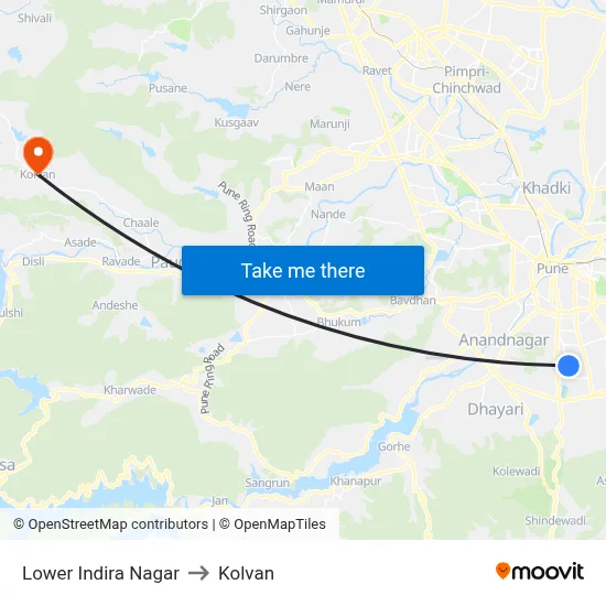 लोअर इंदिरा नगर to कोल्वन map