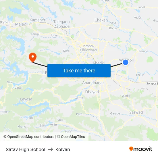 सातव हाई स्कूल to कोल्वन map