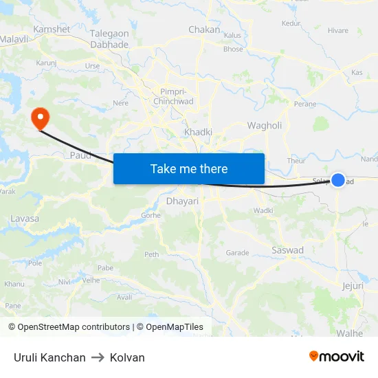 उरुली कांचन to कोल्वन map