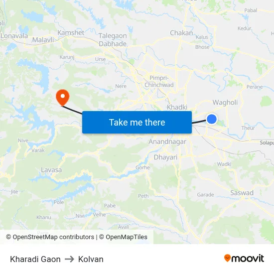 खराडी गाव to कोल्वन map