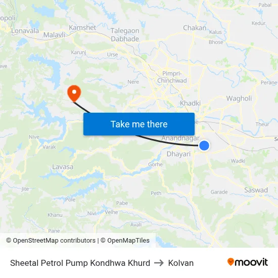 शीतल पेट्रोल पंप कोंढवा खुर्द to कोल्वन map