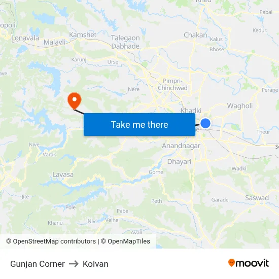 गुंजन कॉर्नर to कोल्वन map