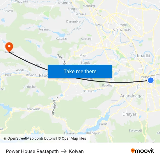 पावर हाउस रास्तापेठ to कोल्वन map