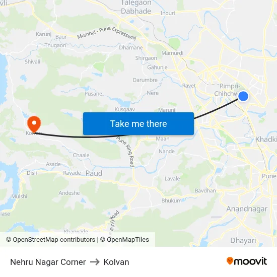 नेहरू नगर कॉर्नर to कोल्वन map