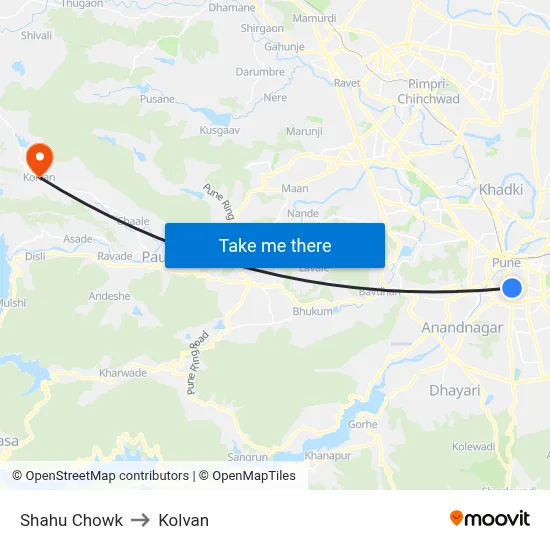शाहू चौक to कोल्वन map