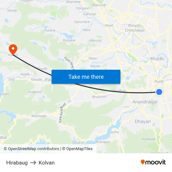 हीराबाग to कोल्वन map