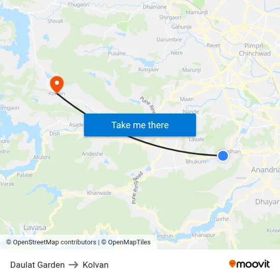 Daulat Garden to कोल्वन map