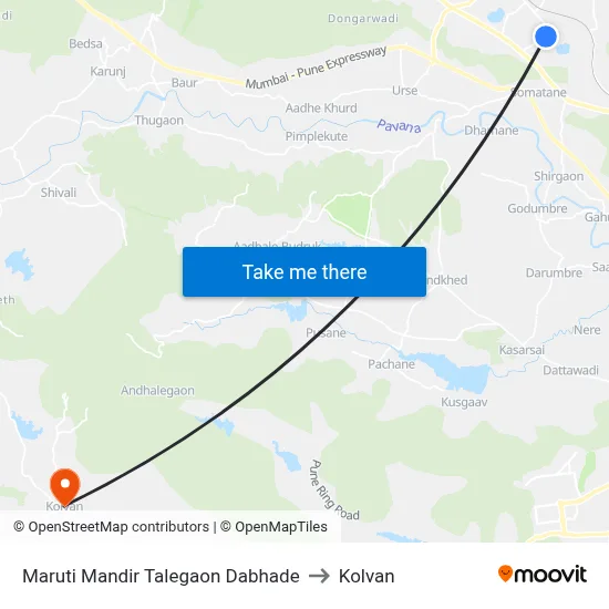 मारुति मंदिर तळेगाव दाभाडे to कोल्वन map