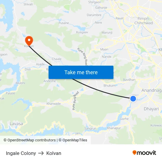 इंगले कॉलोनी to कोल्वन map
