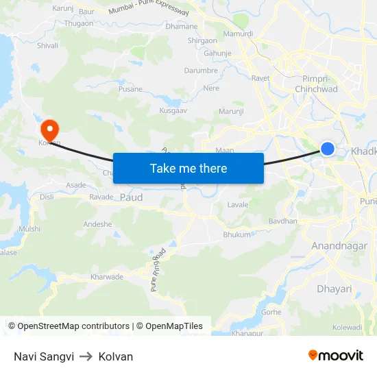 नवी सांगवी to कोल्वन map