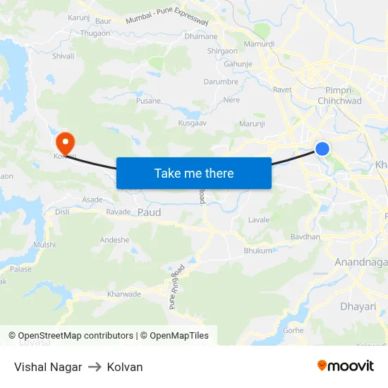 विशाल नगर to कोल्वन map