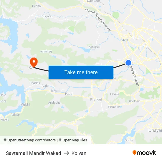 सावतामाळी मंदिर वाकड to कोल्वन map
