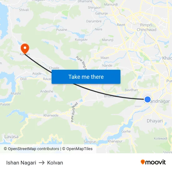 ईशान नगरी to कोल्वन map