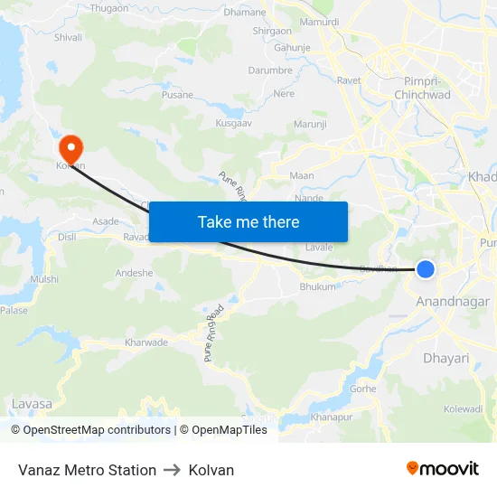 Vanaz Metro Station to कोल्वन map