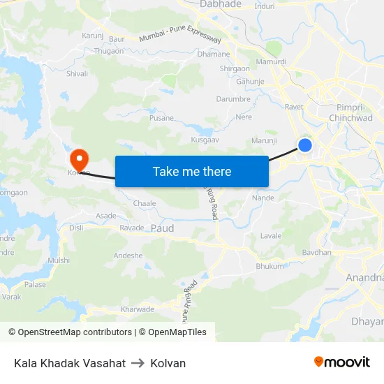 काला खडक वसाहत to कोल्वन map
