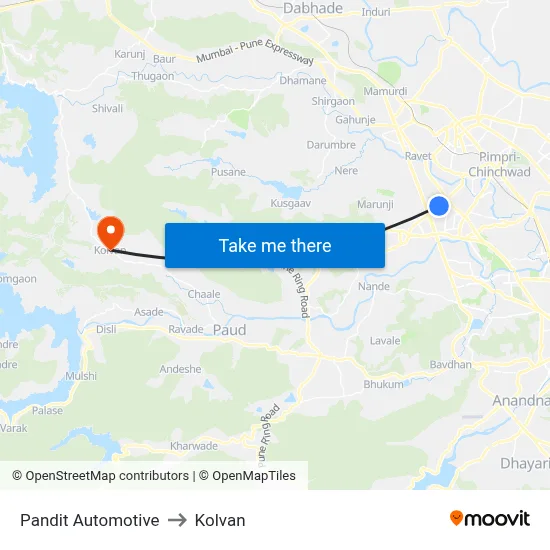 पंडित ऑटोमोटिव to कोल्वन map