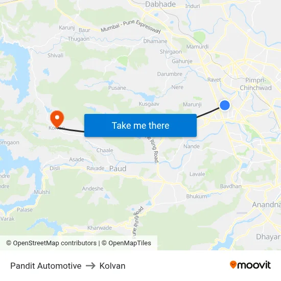 पंडित ऑटोमोटिव to कोल्वन map
