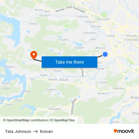 टाटा जॉनसन to कोल्वन map