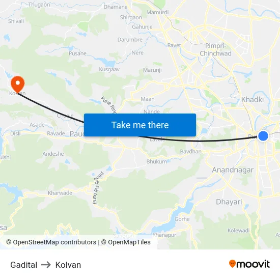 गडीताल to कोल्वन map