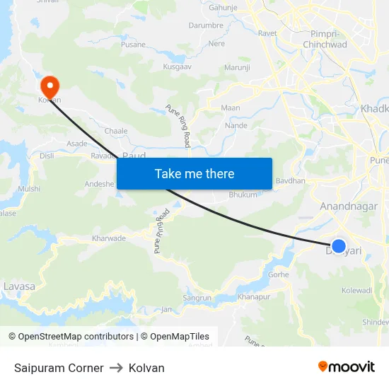 साईपुरम कॉर्नर to कोल्वन map