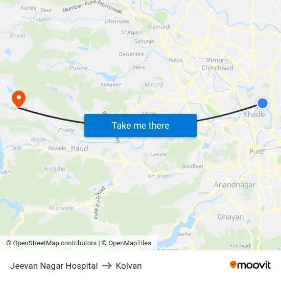 जीवन नगर हॉस्पिटल to कोल्वन map