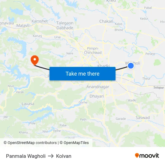 पनमाला वाघोली to कोल्वन map